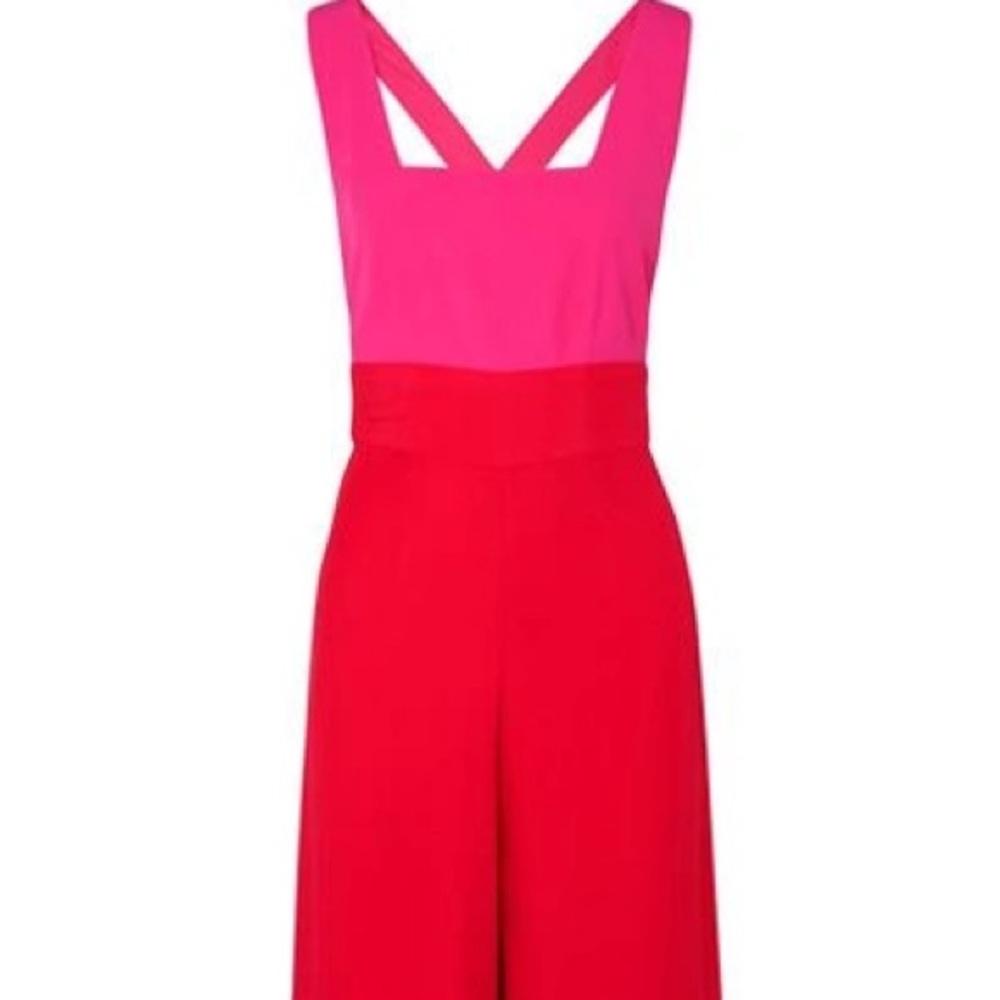 STAUD Joyce Cropped Two-Tone Crepe De Chine Jumpsuit